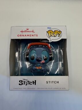 Hallmark Stitch Ornament with Orange Headphones and Blue Figure
